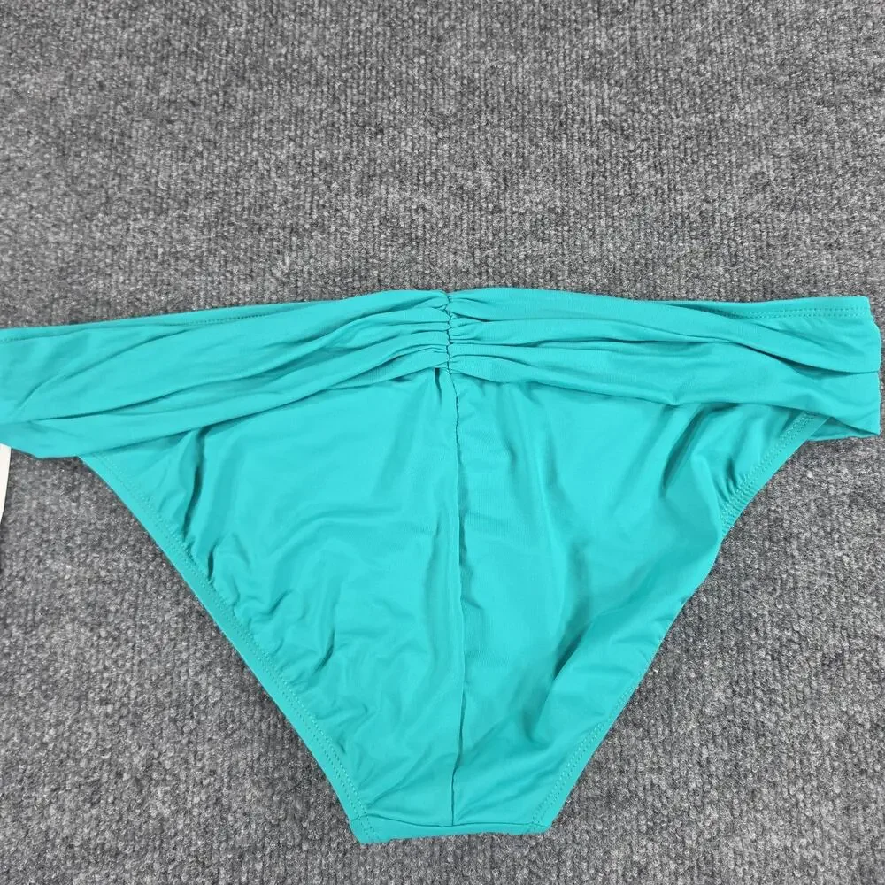 La Blanca Women's Size 14 Shirred Foldover Bikini Bottom Turquoise Green